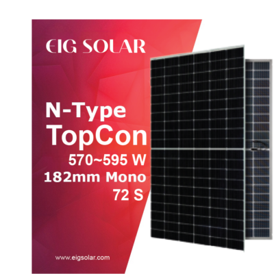 EIG 570-595W N-Type 182mm 72 S Monocrystalline Bifacial Solar Panel Module