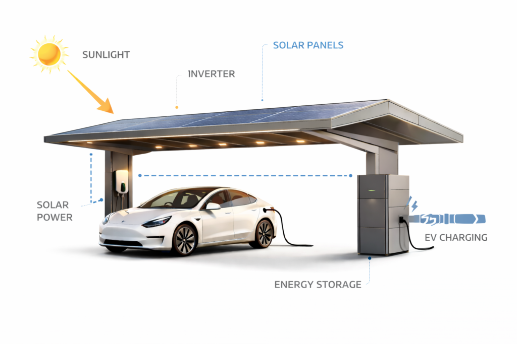 Eig Solar Ev Solar Carport Working